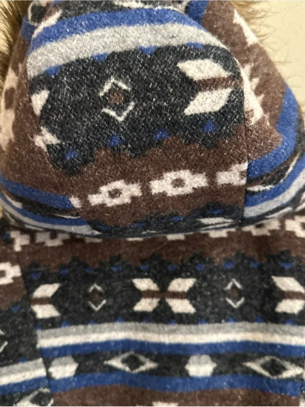 Hydraulic Coat Jacket Medium Aztec Southwestern Tribal Faux Fur Hooded Fall